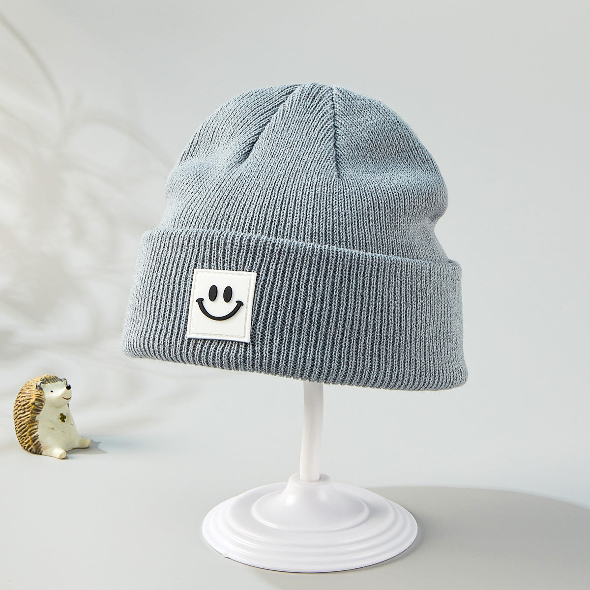 Baby Solid Color Smiley Pattern Wool Cap