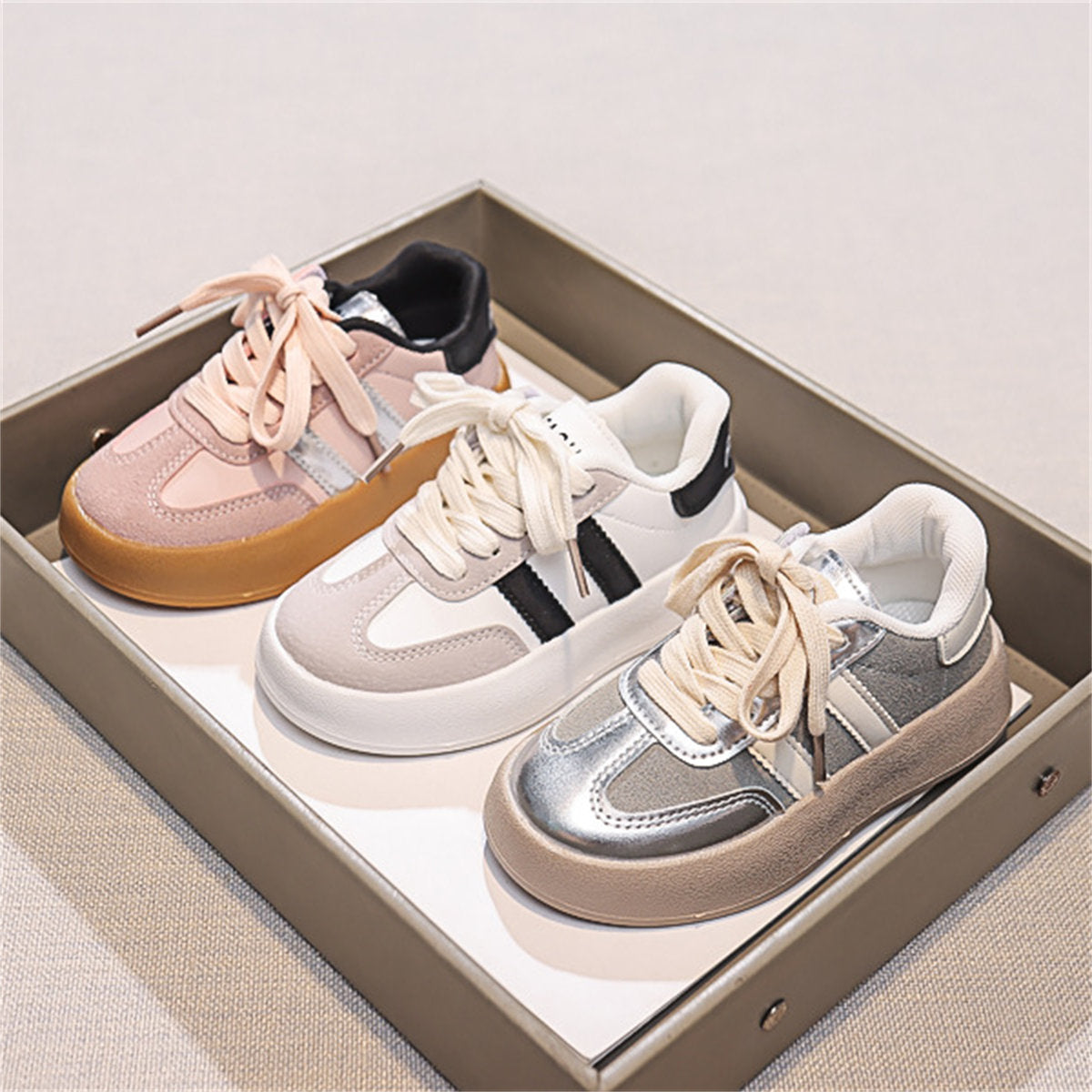 Simple ladies style waterproof, non-slip and versatile low-top sneakers for middle and large children and girls