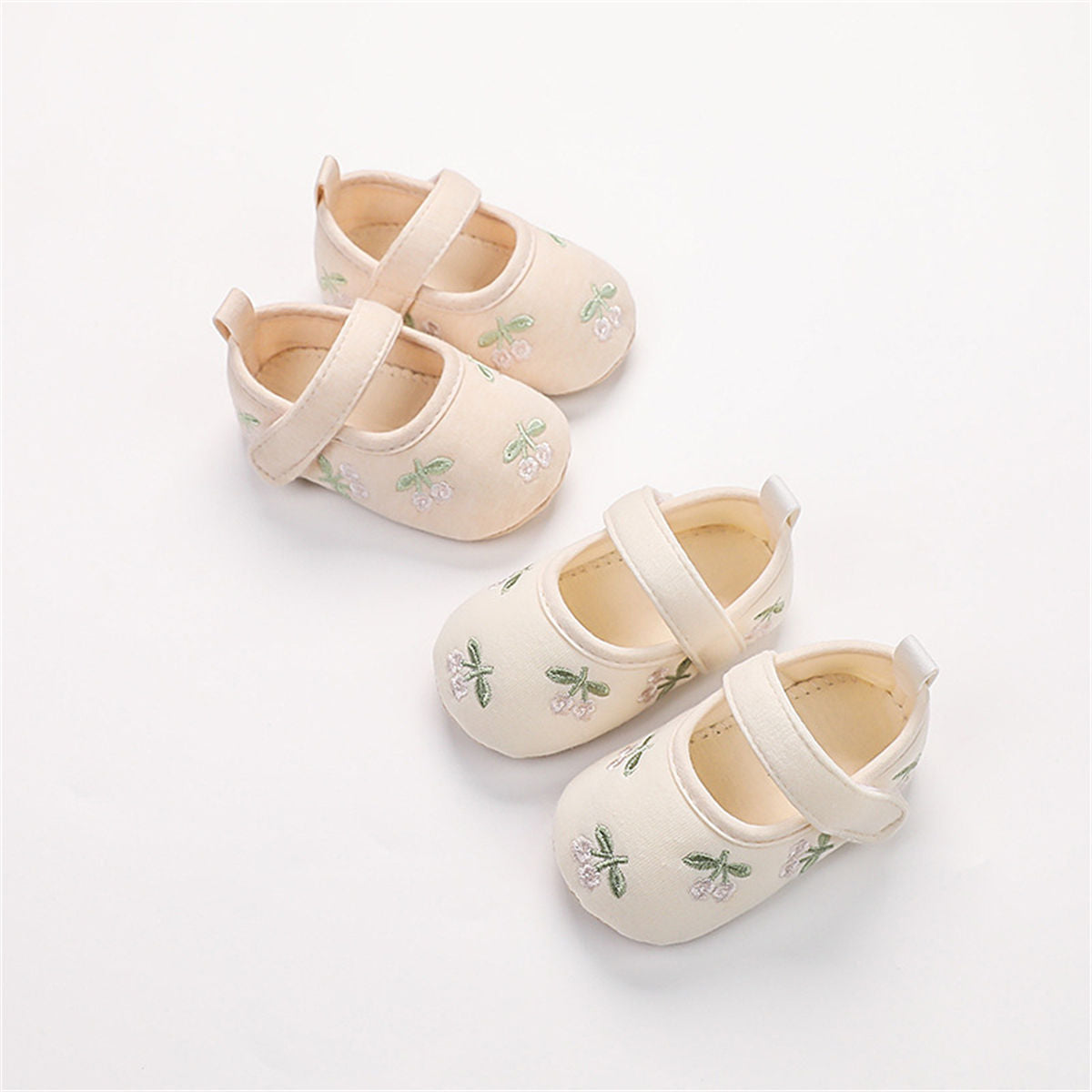 Baby Girls Autumn Embroidered Soft-soled Non-slip Canvas Shoes