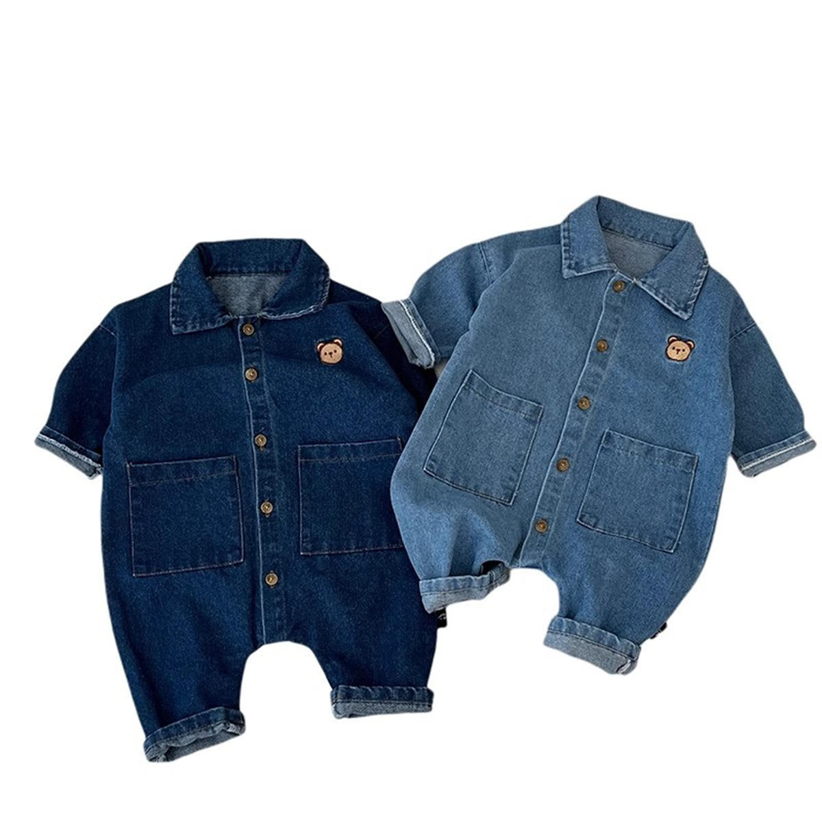 Baby denim bear romper