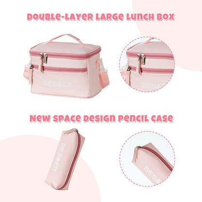4PCS School Backpack with Lunch Bag and Pencil Case
