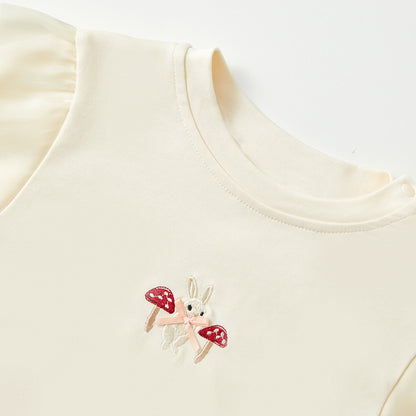 12M–4Y Loose-Sleeve Embroidered Top