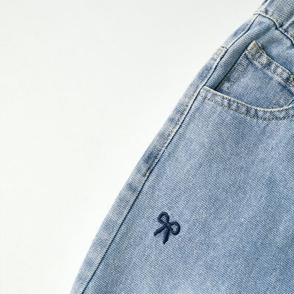 4-9 Years Embroidered Denim Wide-Leg Pants