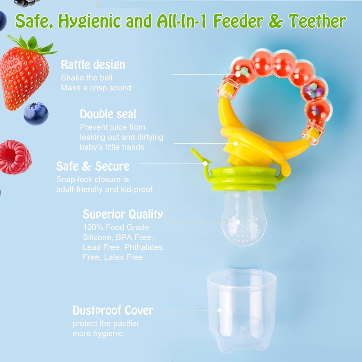 Bell Bite Bag Multi-Color Fruit Music Pacifier