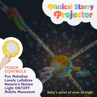 Baby Gym Playmat with Kick & Play Piano, Rotating Star Mobile & Star Projector, Machine Washable