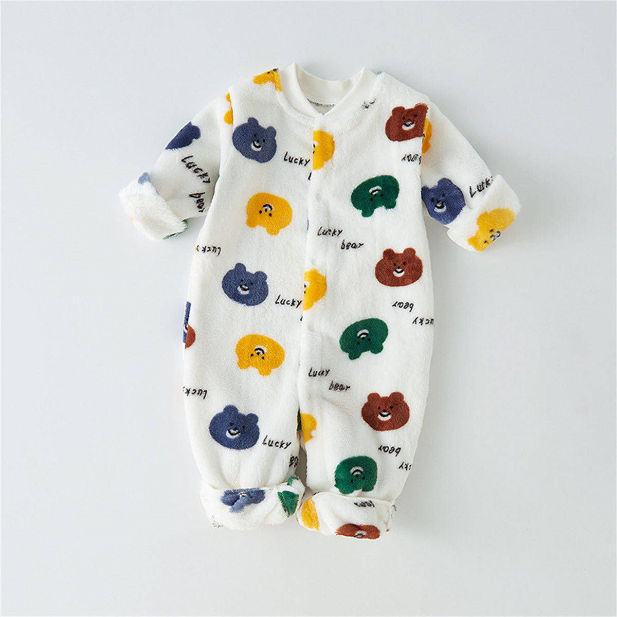 Infant and toddler winter thickened velvet cartoon dinosaur one-piece romper