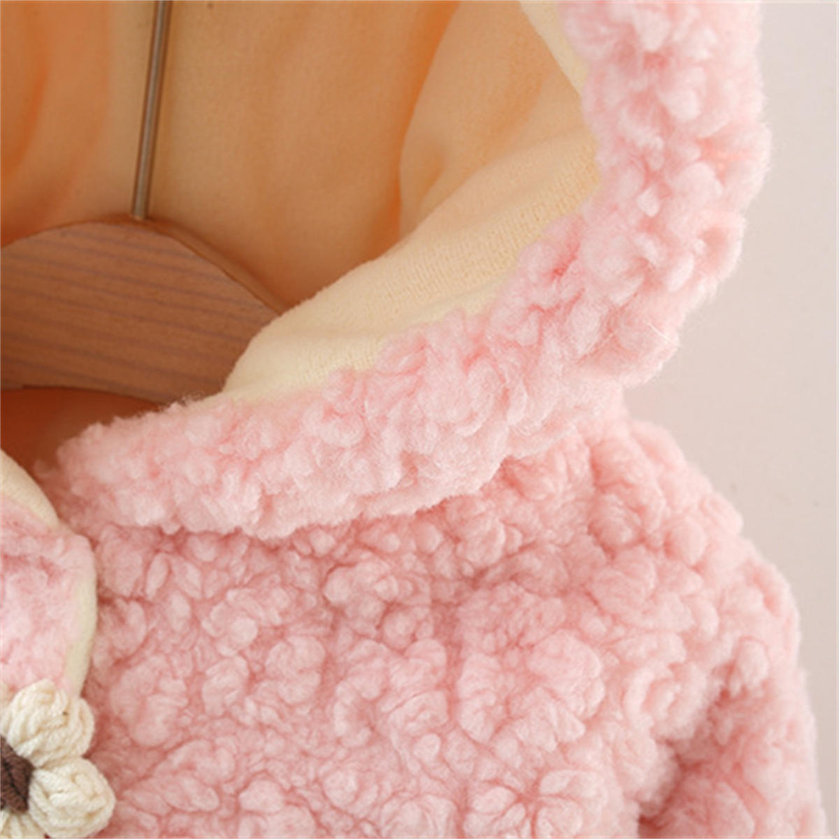 Girls autumn and winter plush rabbit hat coat cotton coat