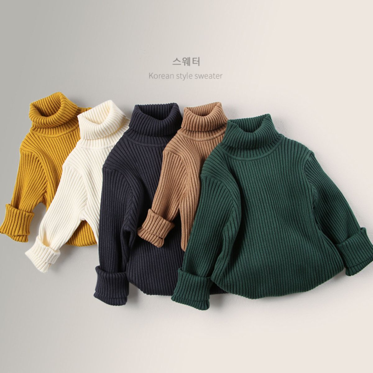 Boys and girls turtleneck knitted pullover sweater