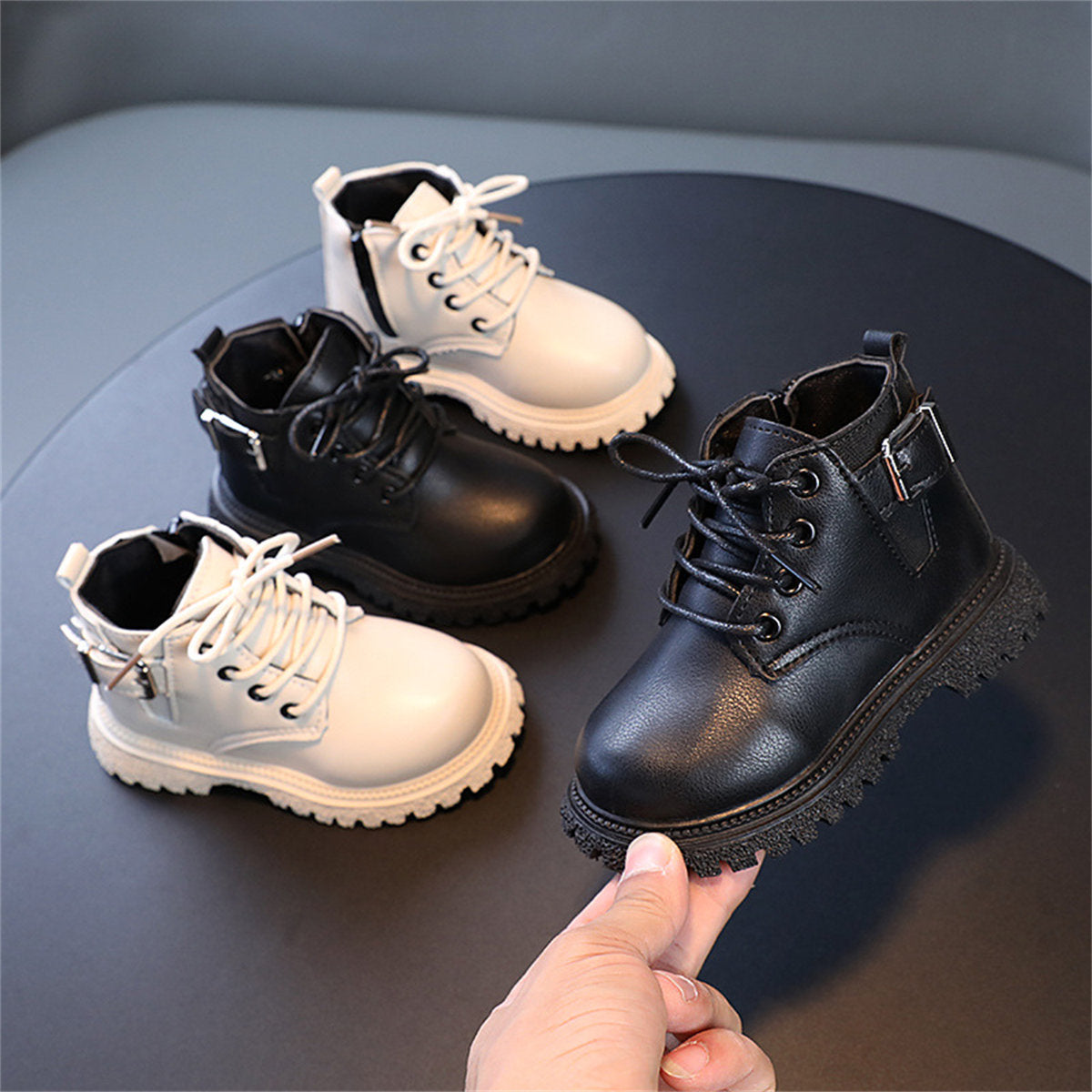 Solid color handsome urban style short boots Martin boots for boys and girls