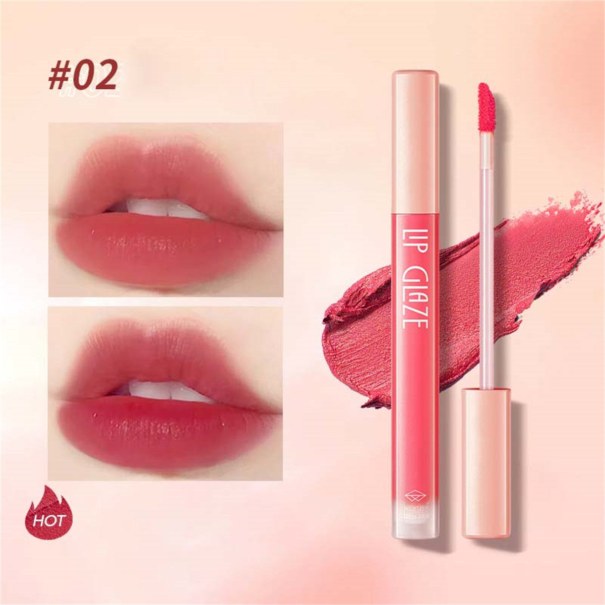 Matte velvet lip glaze with soft mist and watery texture that shows lip color and is not easy to fade