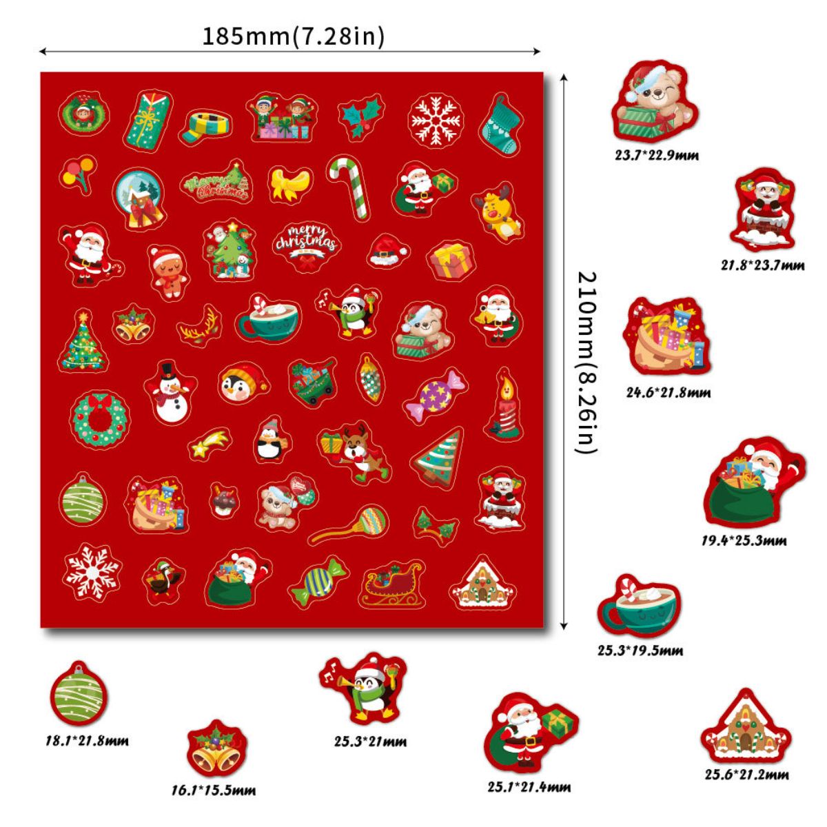 Children&#39;s and elderly snowflake tree themed Christmas sticker set