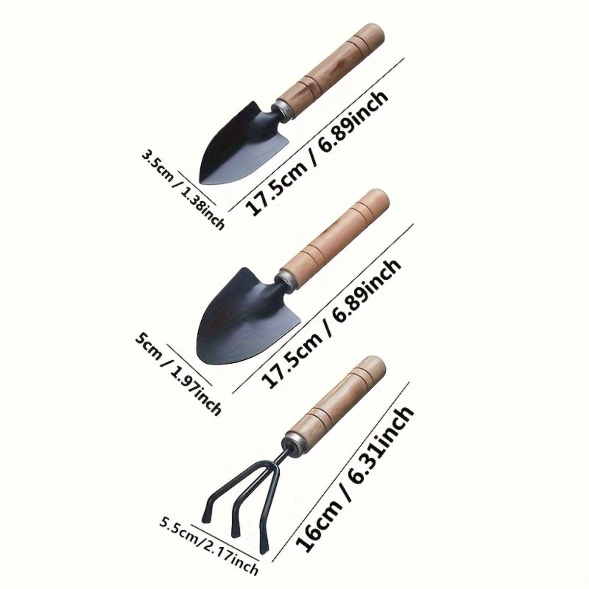 Flower planting tools household vegetable and flower gardening loose soil flower shovel potted flower art planting tools three-piece small shovel