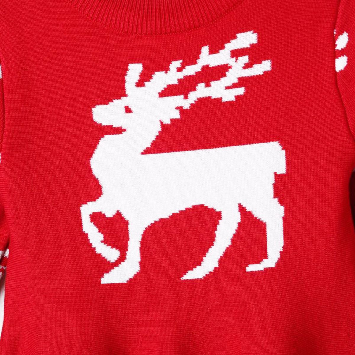 Girls Christmas Children&#39;s Sweater Deer Jacquard Dress