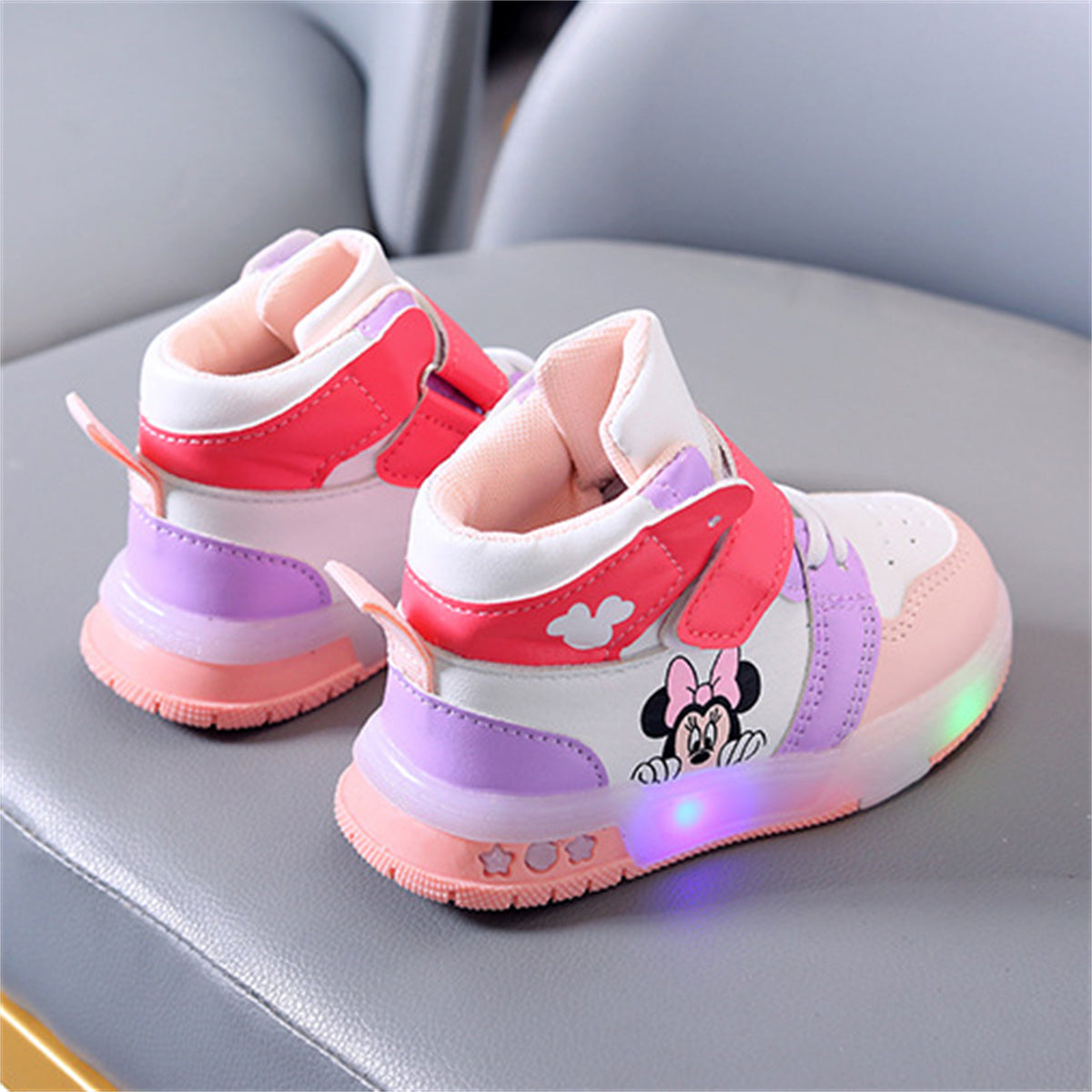 Children's Mickey and Minnie cartoon pattern luminous sneakers