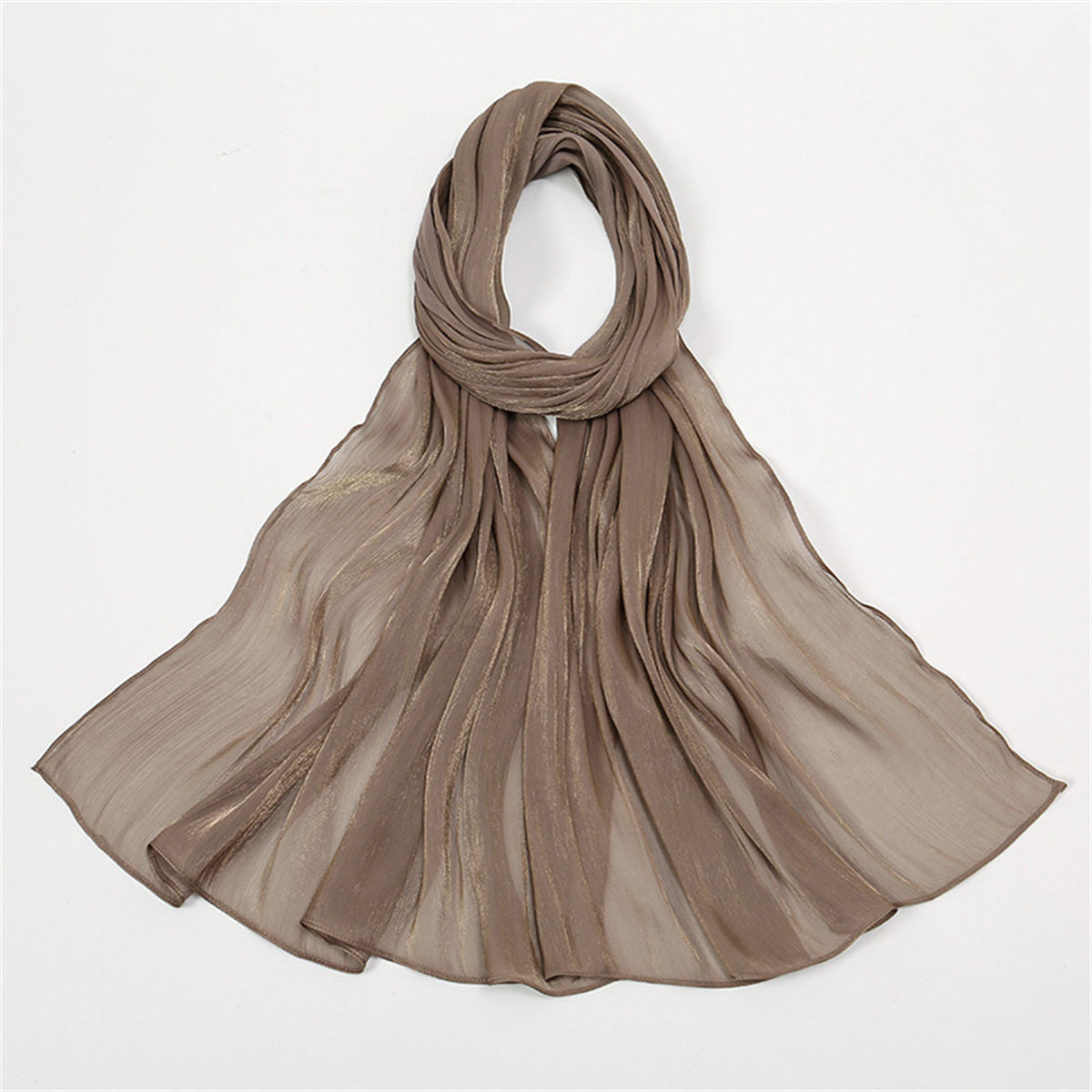 Women&#39;s solid color simple style breathable bright silk chiffon scarf