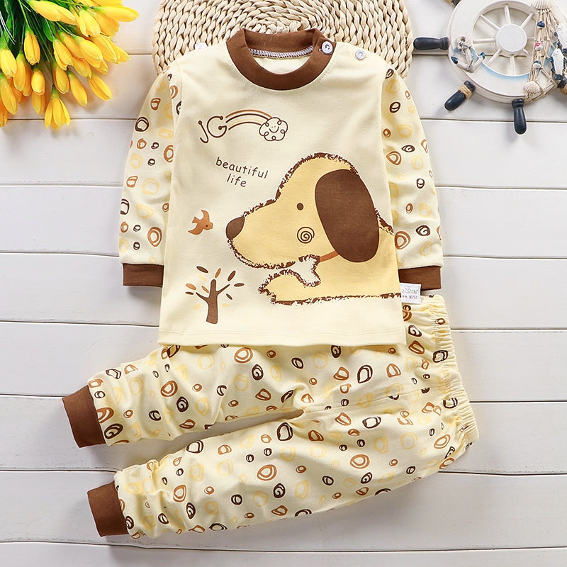 Toddler Boy Cartoon Letter Printed Long Sleeve Sweater & Pants Pajamas