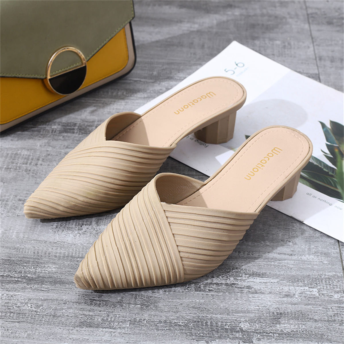 Pointed toe wedge heel casual slippers for women jelly sandals thick-soled beach shoes