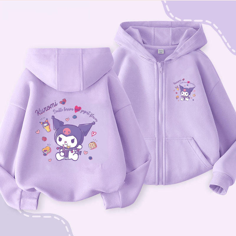 Cute cartoon children's solid color versatile sweater jacket long sleeve autumn and winter new style