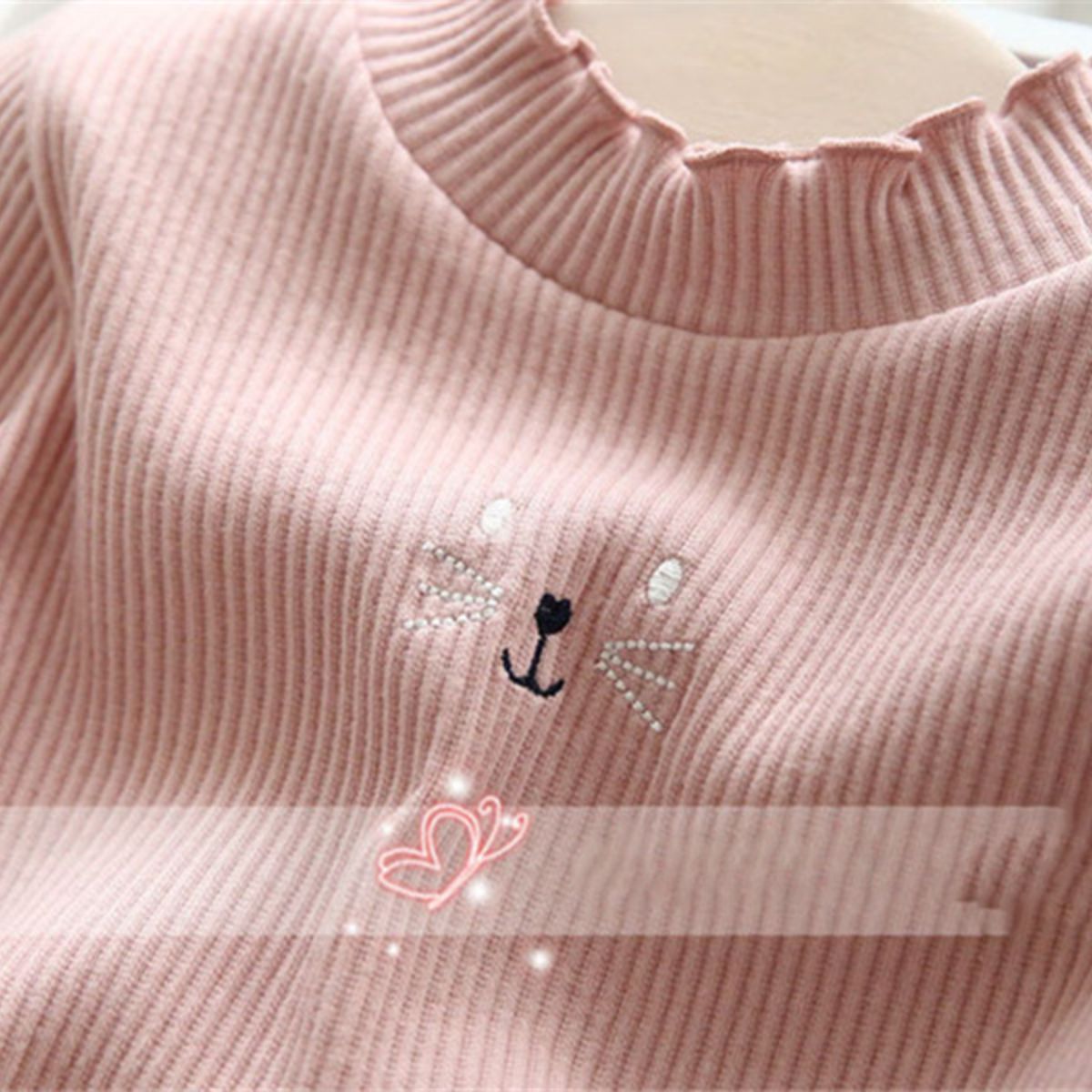 Girls Plush Bottoming Shirt Autumn and Winter Ruffled Thickened Warm T-shirt Children Baby All-match Fleece Sweater