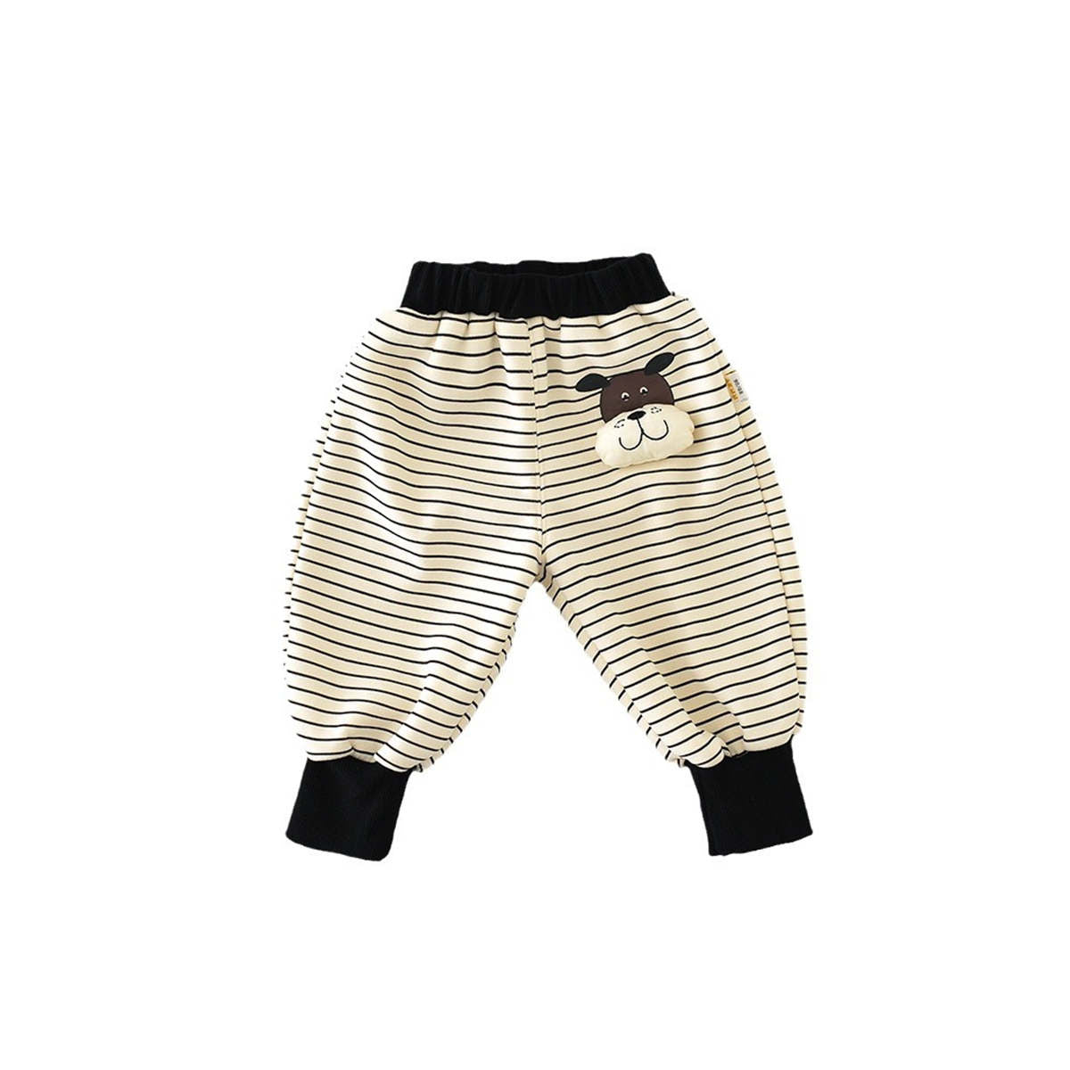 Children&#39;s winter velvet striped sweatshirt one-piece velvet cartoon sweatpants