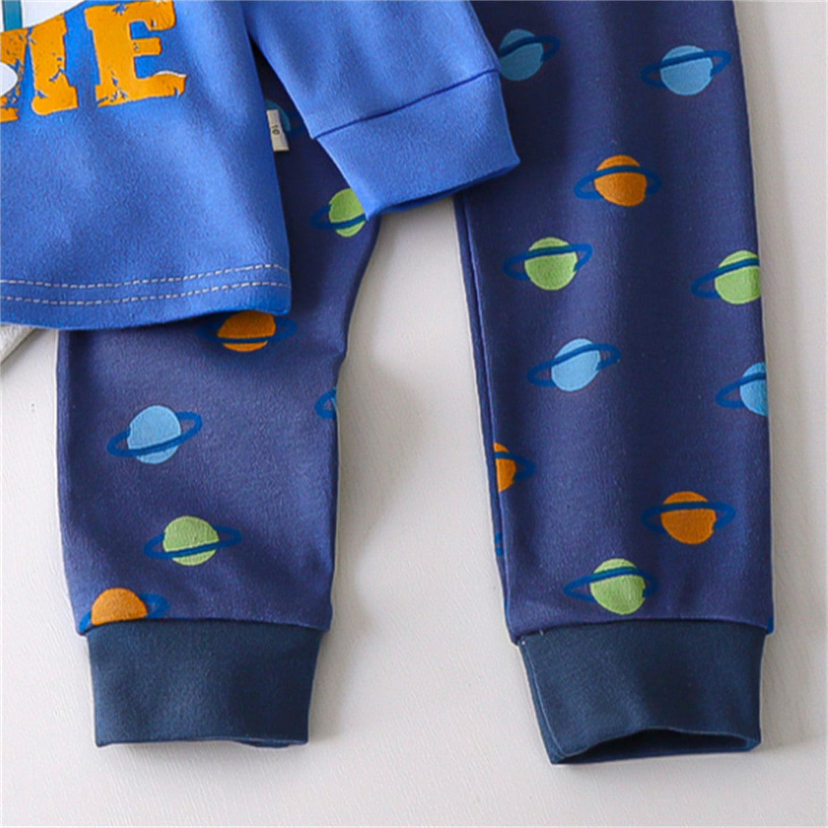 Boys Cute Astronaut Pattern Home Clothes Pajamas Set Cute Bear Long Sleeve 2-Piece Set