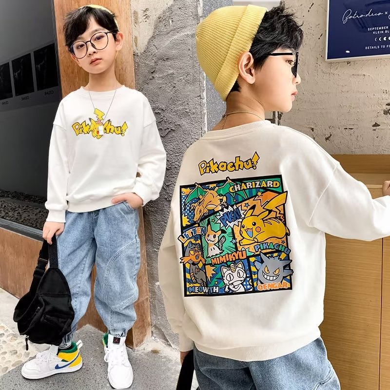 Boys cartoon print long-sleeved T-shirt versatile