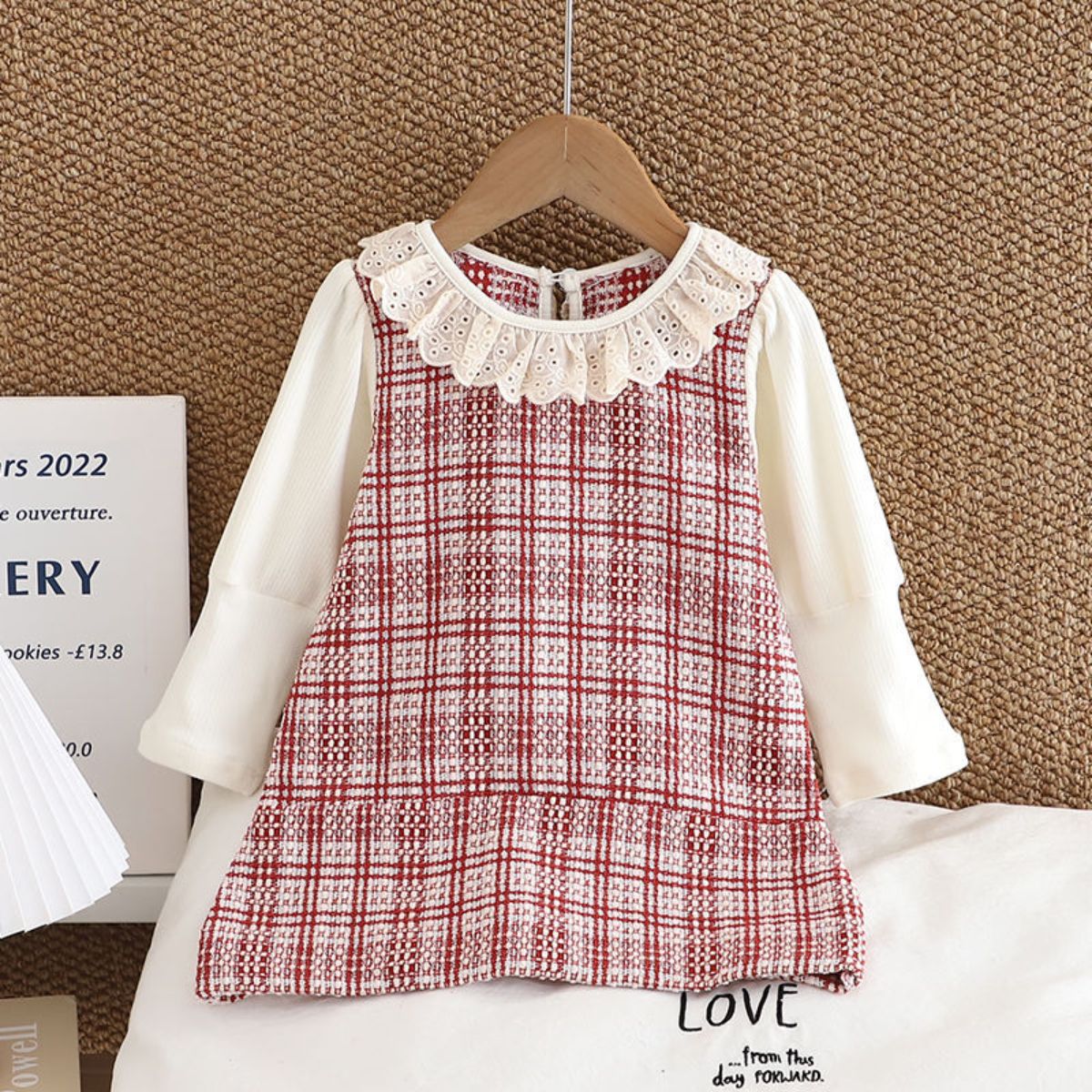 Girls little girl cute children autumn dress spring and autumn new children's long-sleeved dress fake two-piece suit