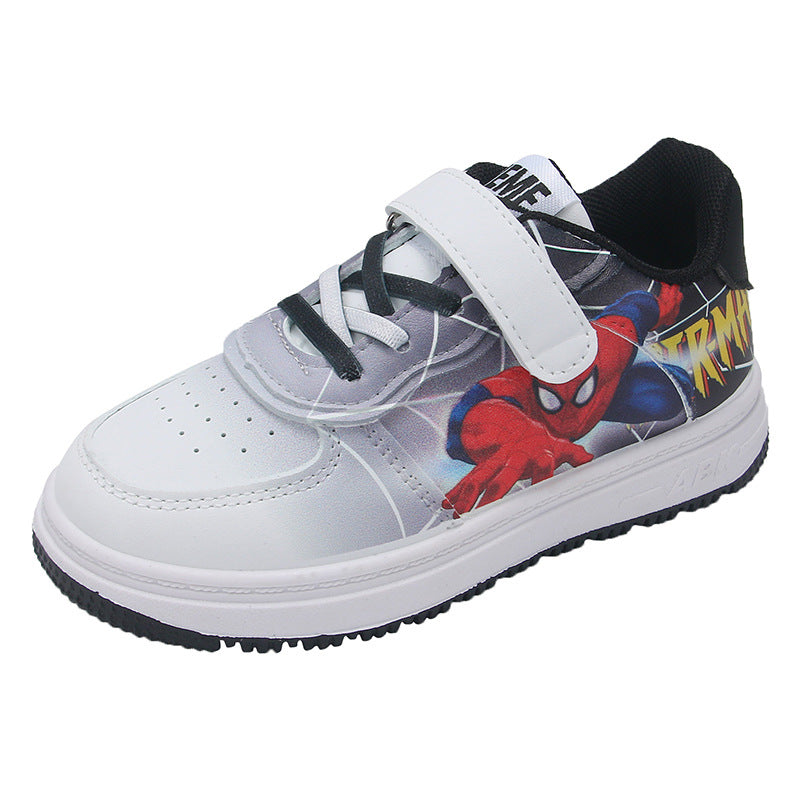 Middle and large boys' spring and autumn Spider-Man cartoon style non-slip breathable low-top sneakers