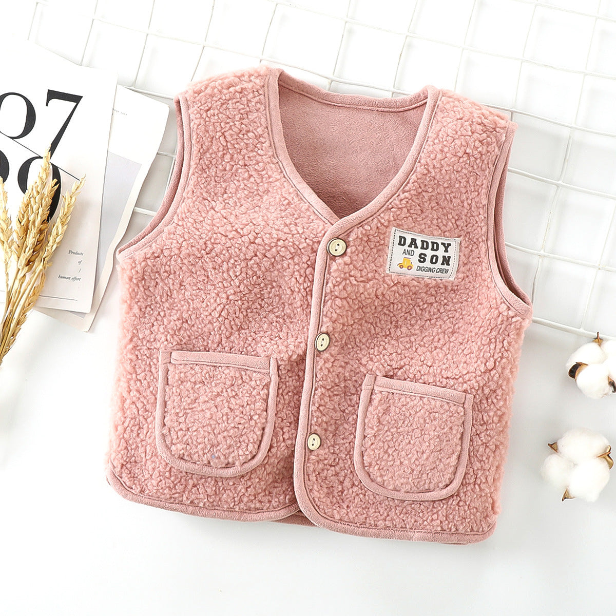 New children's polar fleece vest autumn and winter thickened baby cardigan warm men and women bottoming coat