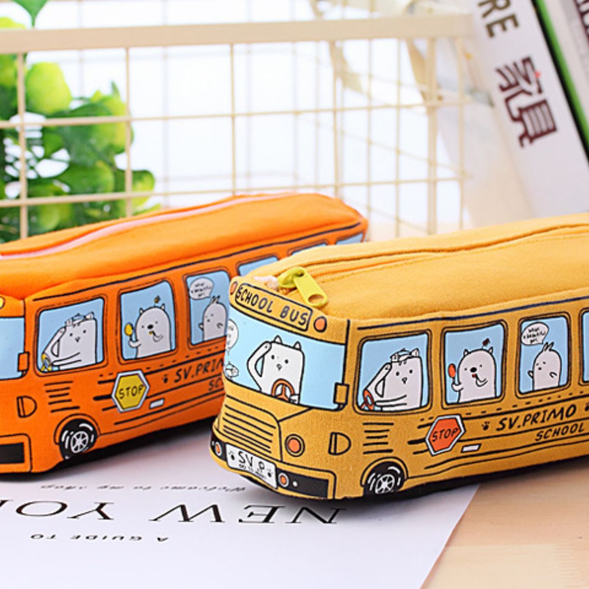 Cartoon Large Capacity Bus Pencil Case Car Pencil Case