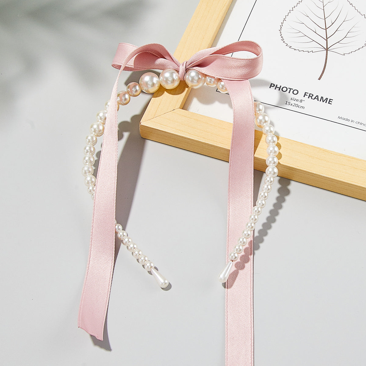 Children's pearl bow ribbon headband