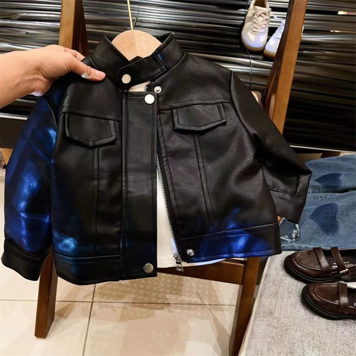 New autumn children's leather jacket