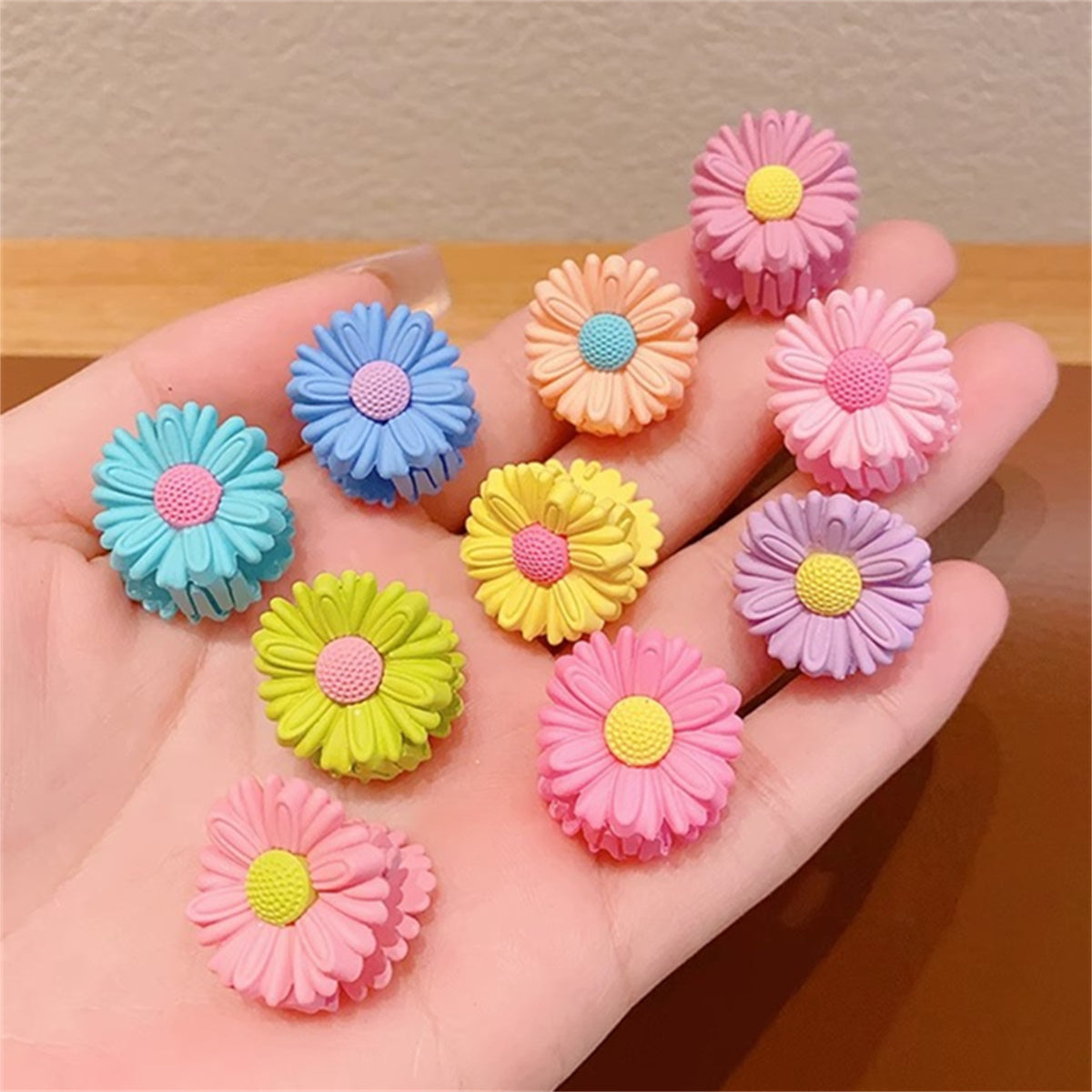 Children's 10-piece 3D flower hairpins