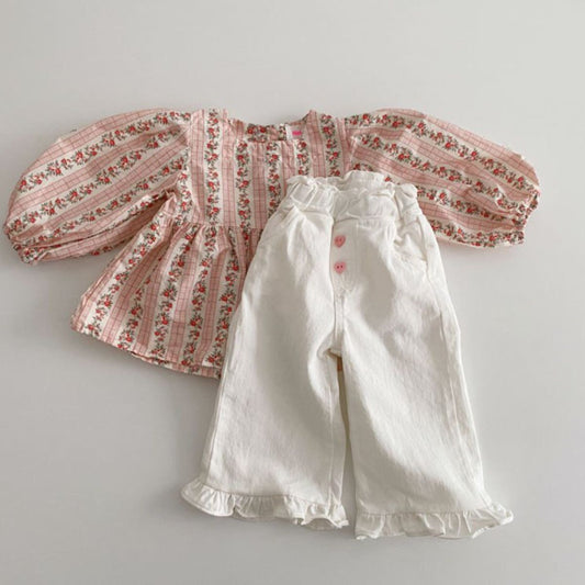 Spring baby girl lace wide leg pants