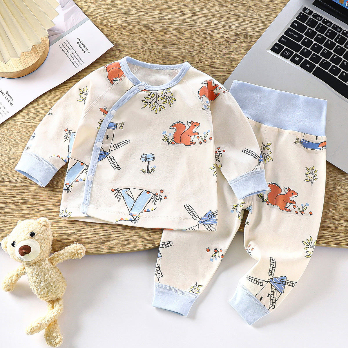 Baby Cotton Warm Long Sleeve Pants T-shirt Set