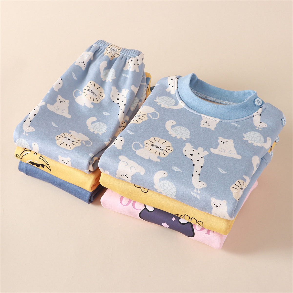 Little lion cartoon full print underwear suit home clothes thickened