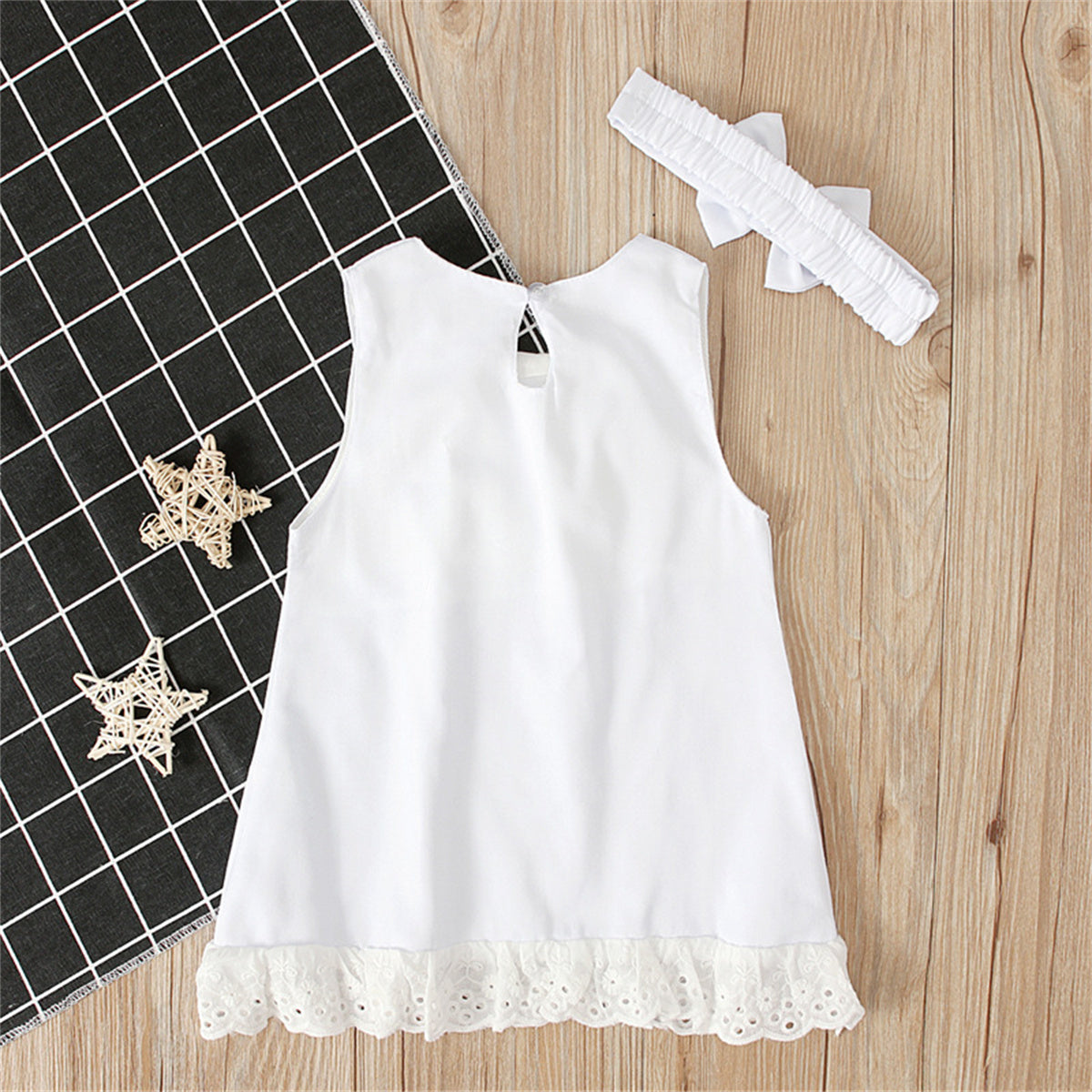 Children's European and American summer style girls' sleeveless bow skirt two-piece children's clothing dress ins