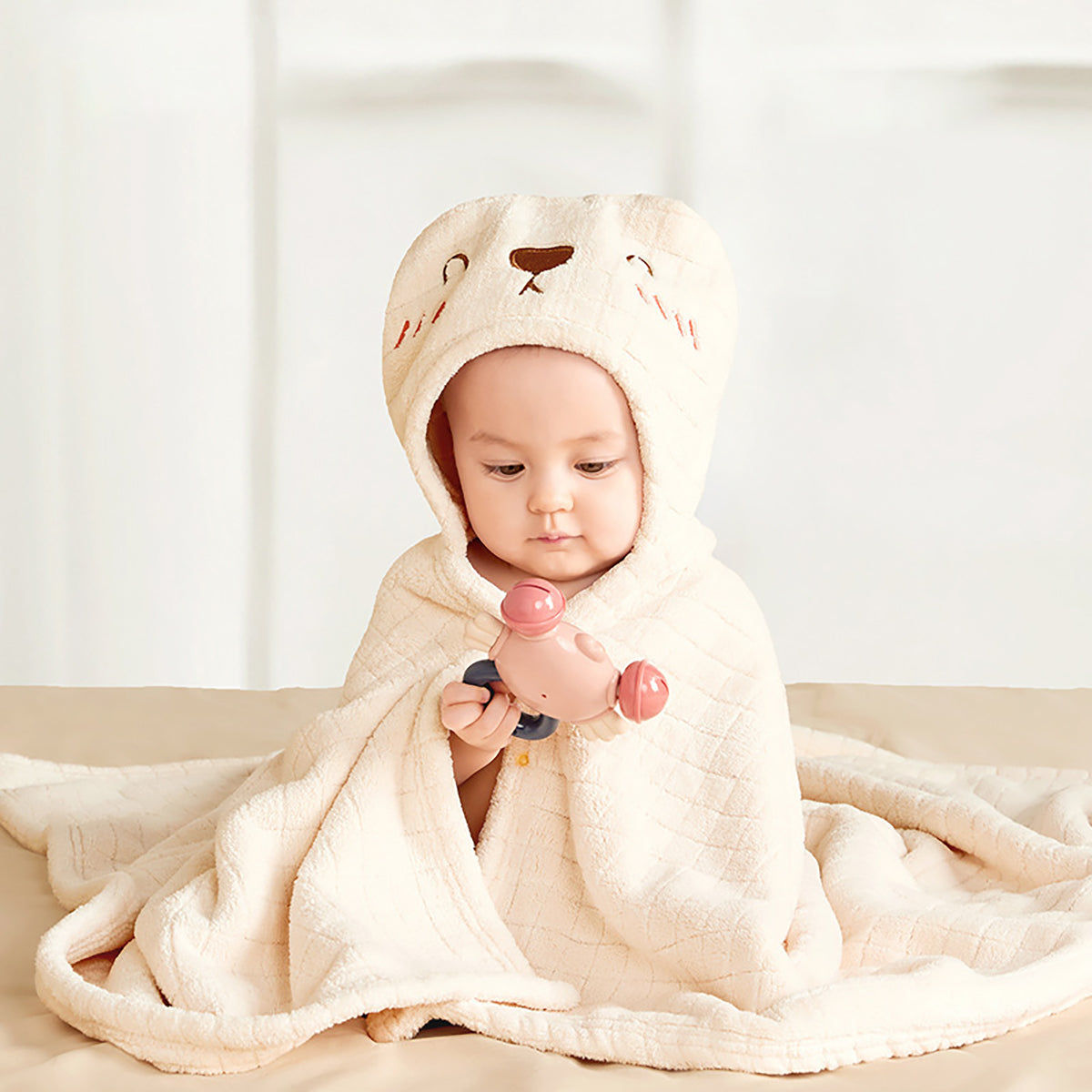 Ultra-Soft Hooded Baby Bath Towel and Blanket