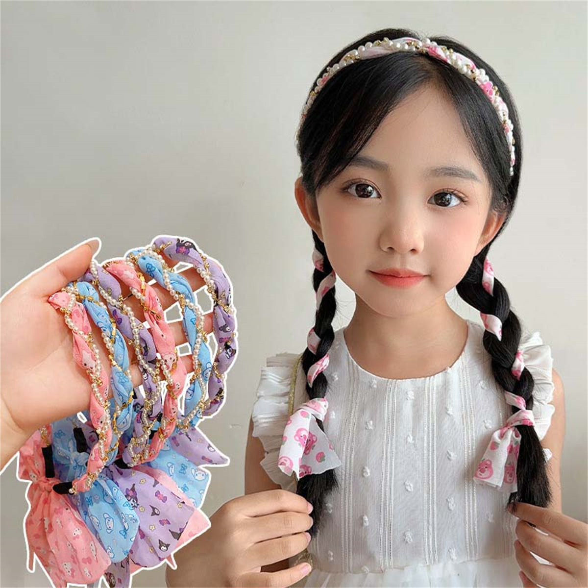 Children's headband Sanrio pattern bow tie pearl style fairy princess style