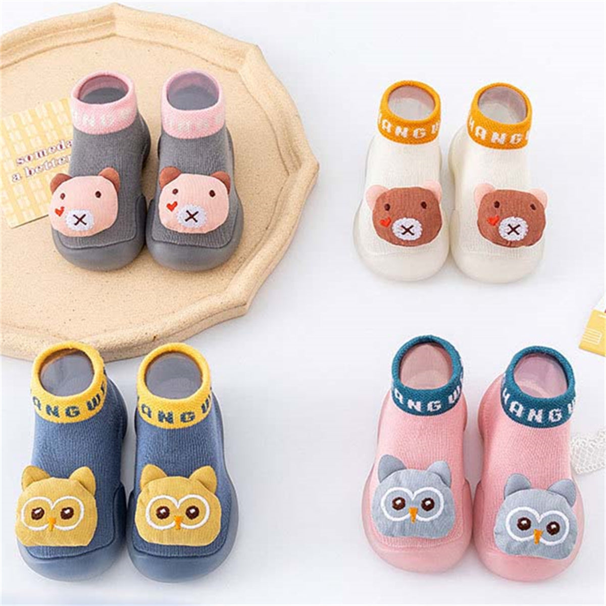 Kids Baby Boys and Girls Cute Pattern Knitted Non-slip Breathable Floor Socks Toddler Shoes