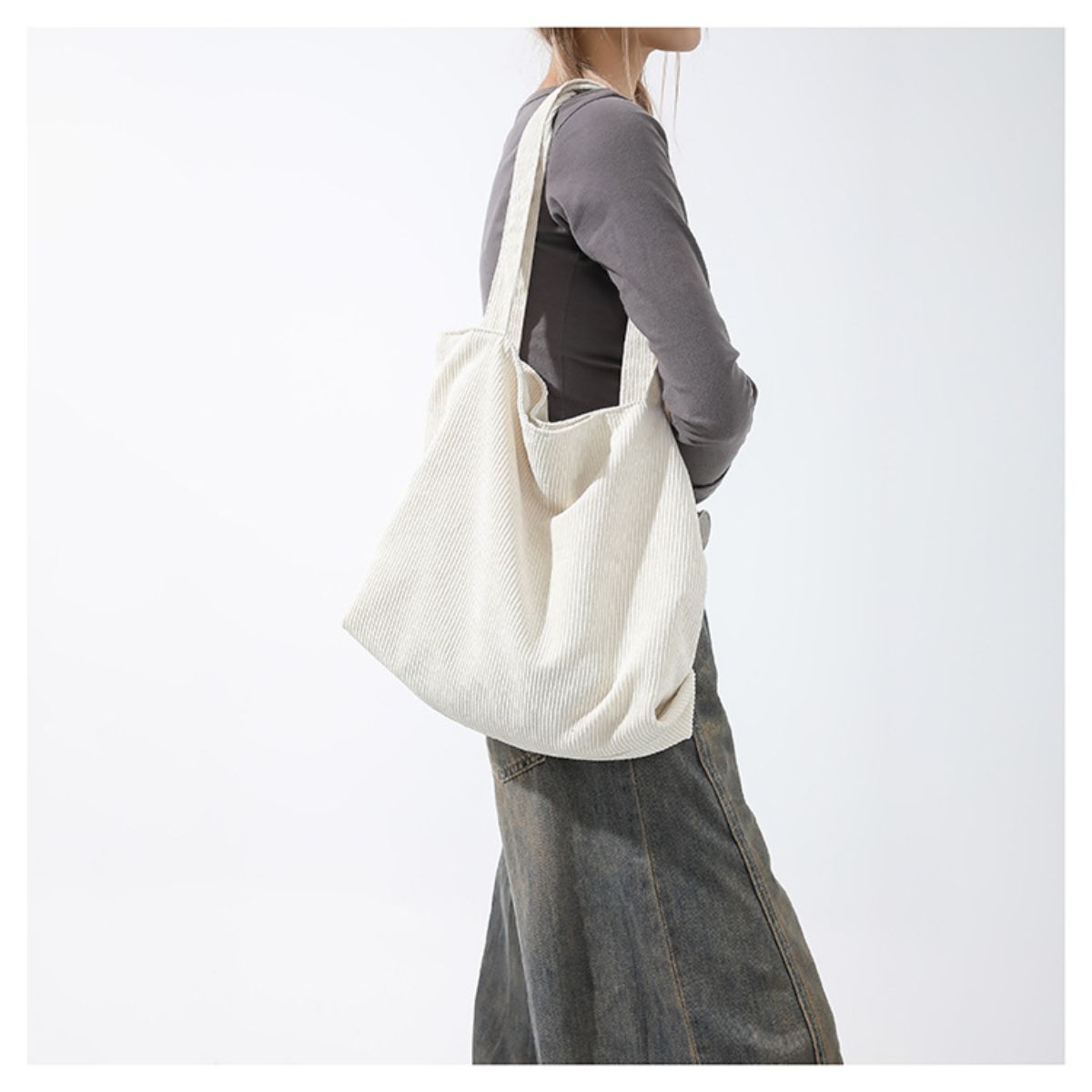 Corduroy Tote Bag Simple Retro Shoulder Bag