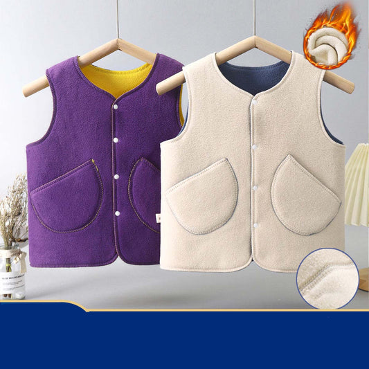 Children&#39;s autumn and winter polar fleece double-sided velvet vest