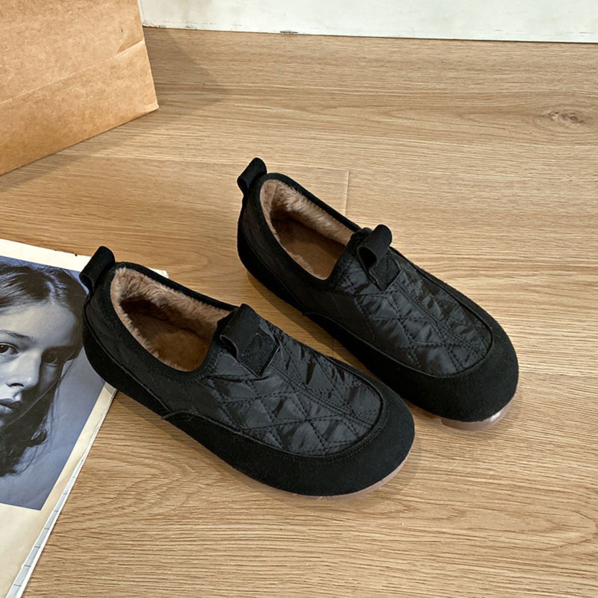 Retro style slip-on versatile velvet Birkenstocks