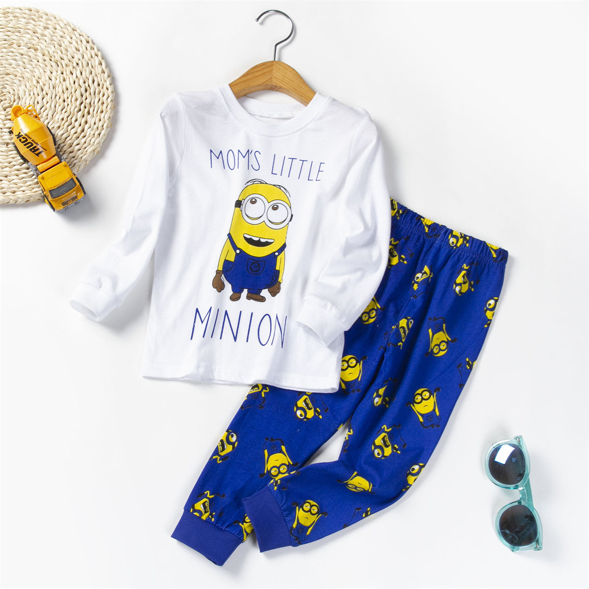 Cute cartoon long-sleeved cotton children's home clothes pajamas