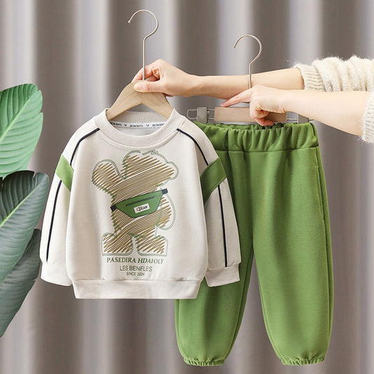 Boys spring and autumn sweater suits autumn children's clothing boys baby children little boy clothes autumn two-piece suit