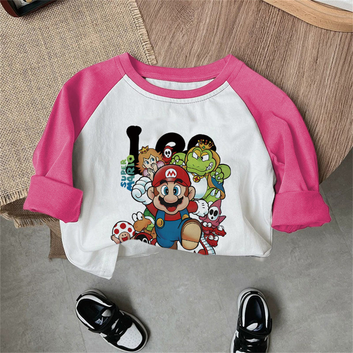 Baby cotton long sleeve t-shirt cute Mario bottoming shirt