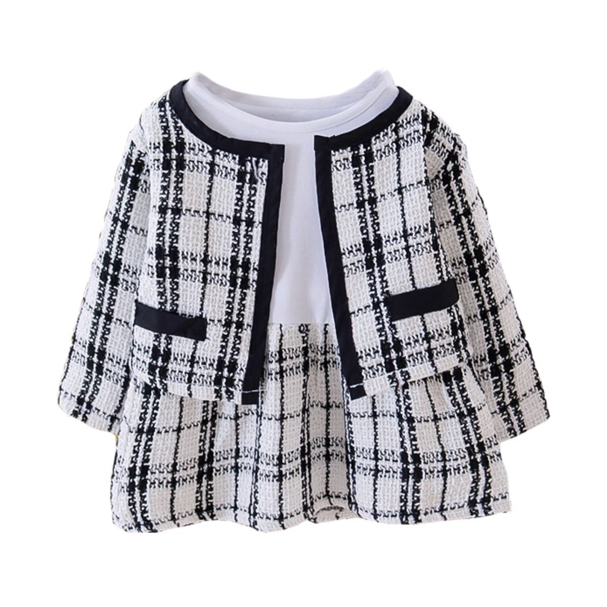 Baby girl spring and autumn suit small Chanel style skirt fashionable two-piece suit new spring and autumn girls