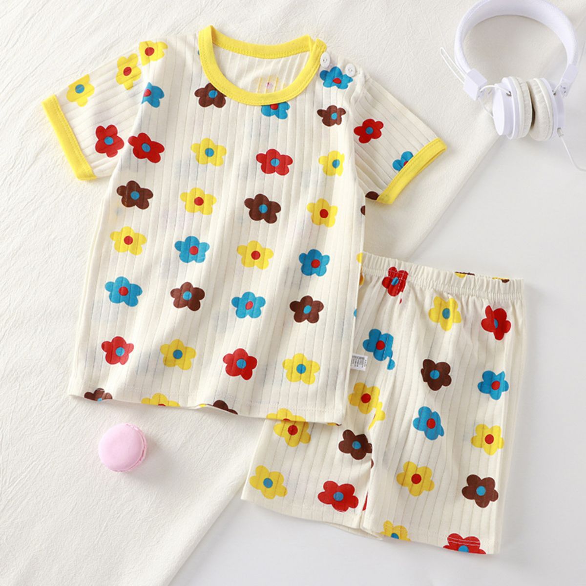 Children's short-sleeved suit pure cotton girls summer clothes two-piece suit children's clothing boys baby T-shirt summer clothes