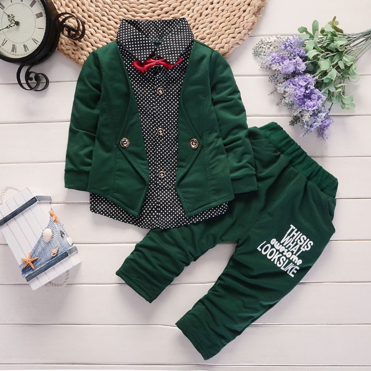 New spring men's clothing, children's clothing, shirts, fake three-piece suits