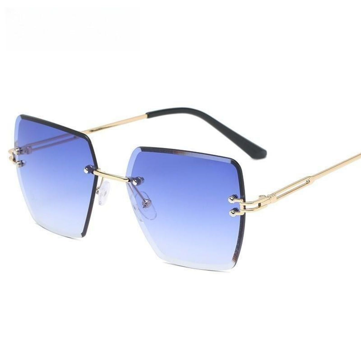 New trend frameless trimmed sunglasses fashion metal polygonal sunglasses personality two-color lenses glasses